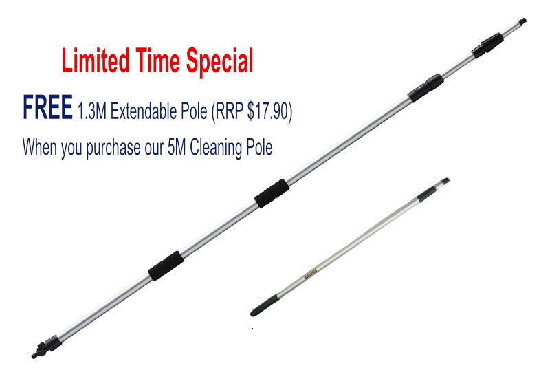 High Reach Cleaning Pole - 5M with BONUS 1.3M Pole